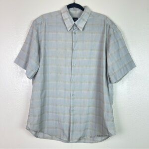 Hugo Boss Light Gray Striped Casual button up short sleeve Shirt